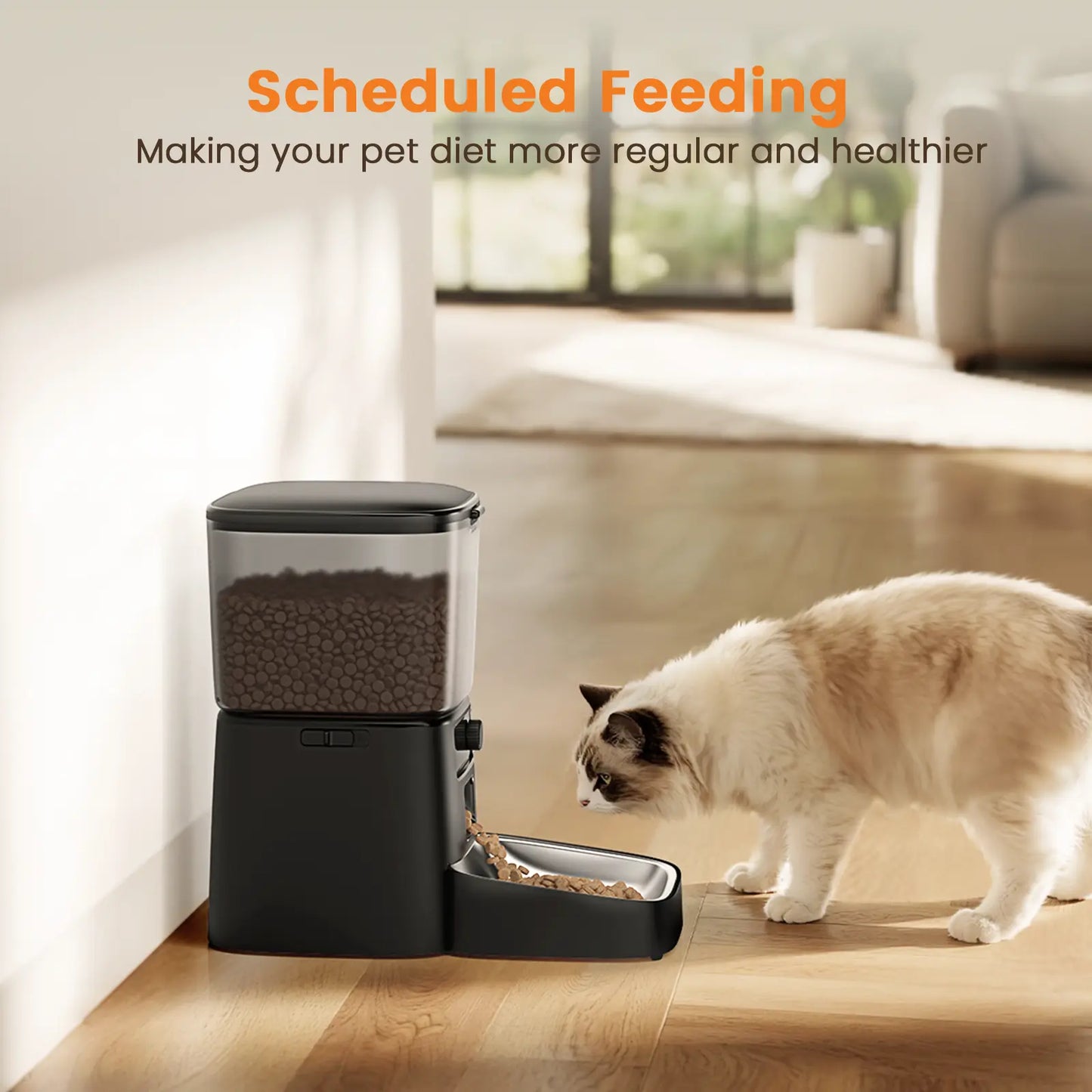 Oneisall Smart Pet Feeder, 3.5L Automatic Food Dispenser for Cats, Dogs，Small Pets Indoor, Timed and Quantitative Dry Food Cat Feeder Kibble, Feeding