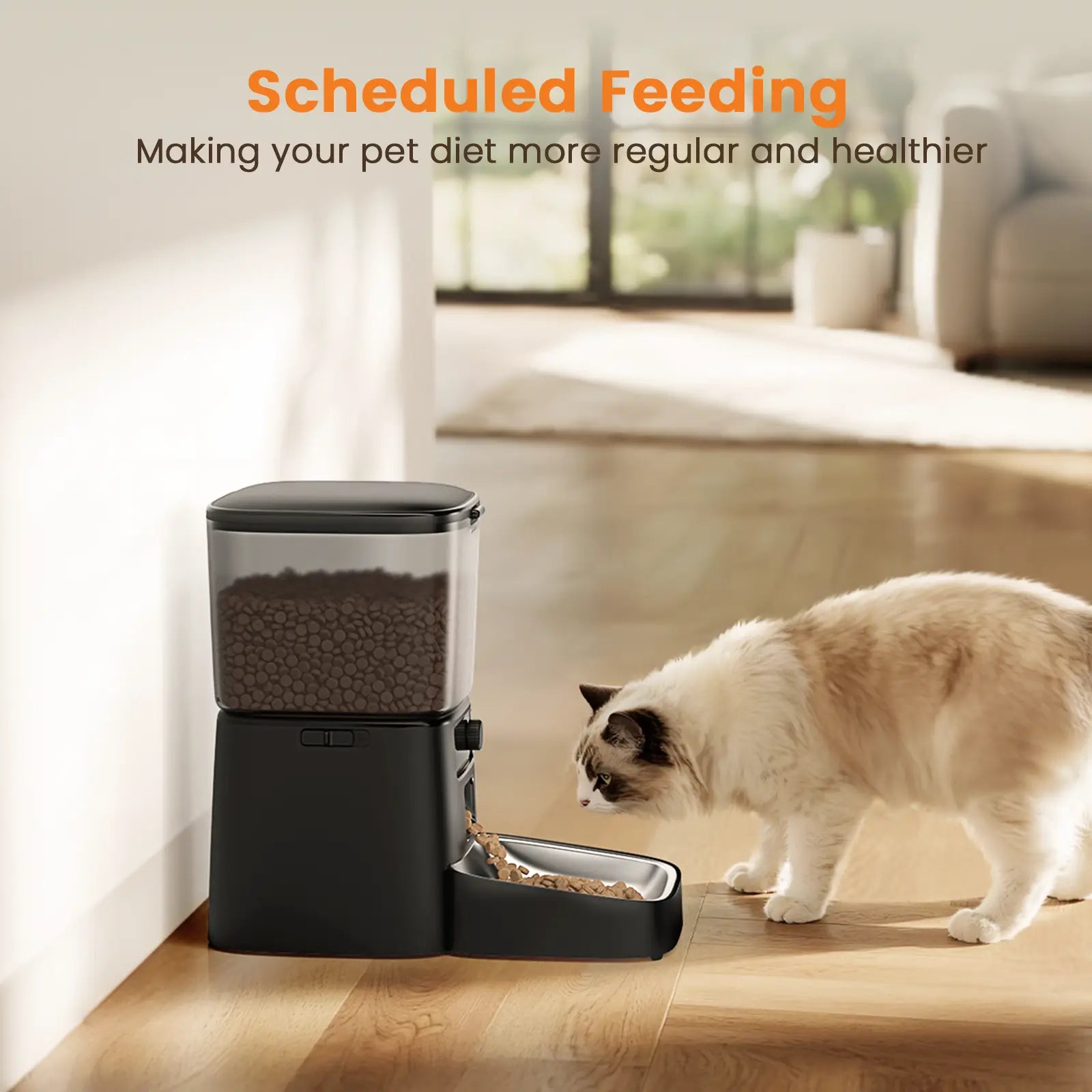 Oneisall Smart Pet Feeder, 3.5L Automatic Food Dispenser for Cats, Dogs，Small Pets Indoor, Timed and Quantitative Dry Food Cat Feeder Kibble, Feeding