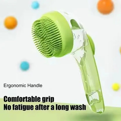 3-In-1 Pet Bath Brush with Shampoo Dispenser for Dogs & Cats, Ergonomic Handle, Gentle Massage Grooming Tool, Easy to Use, Essential Dog Bath Supply, Dog Bath Brush for Long and Short-Haired Dogs and Cats, Shower, Bath Accessory, Pet Shower, Pet, Bath Tim