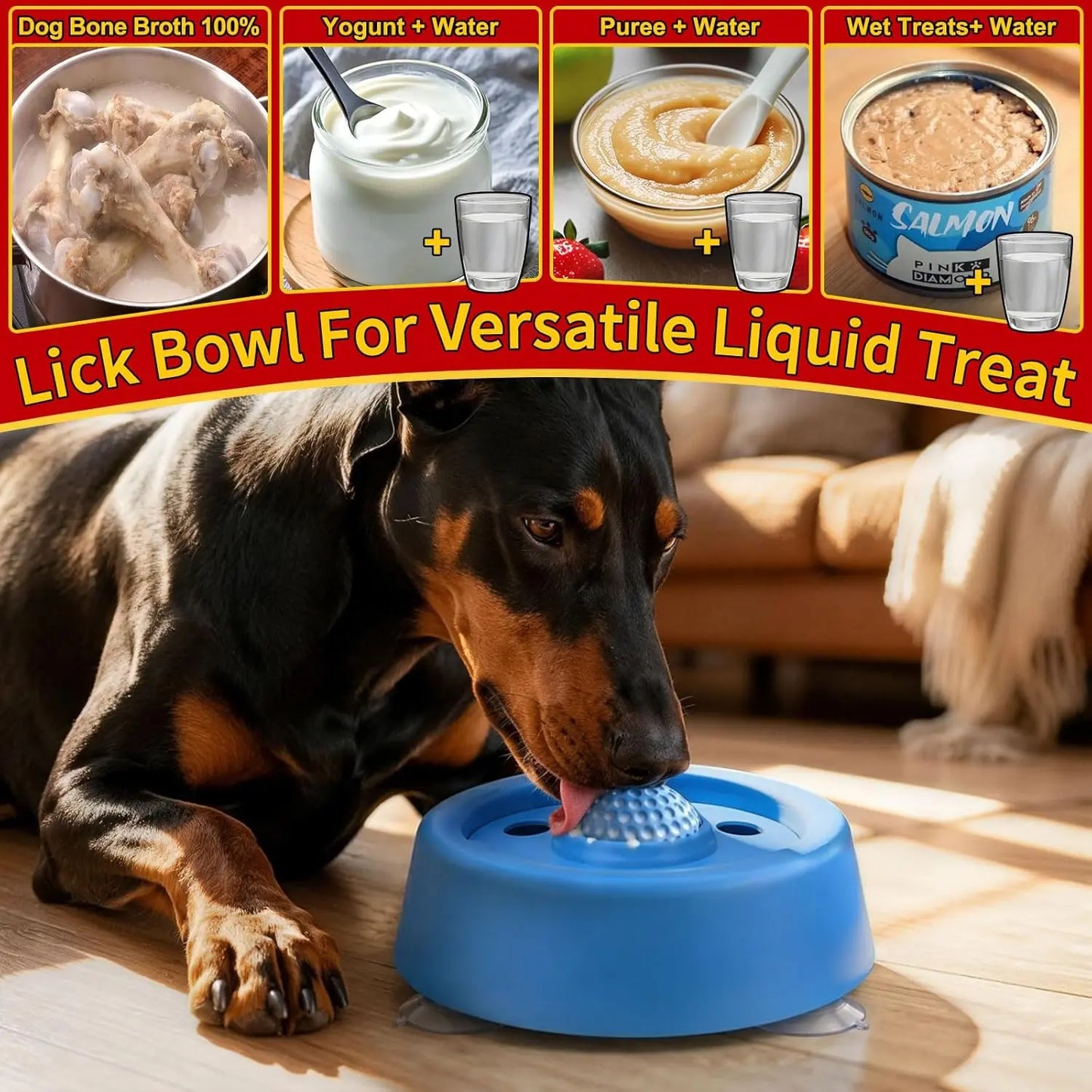 2 Pack Slow Feeder Dog Bowls for Liquid Treats Broth Yogurt, 250ML Dog Lick Bowl with Rolling Ball, Bottom Has Three Suction Cup to Prevent Sliding.Non-Slip Dog Feeding Bowl Pup Licking Bowl for Small Medium Large Dogs,Baby Gifts