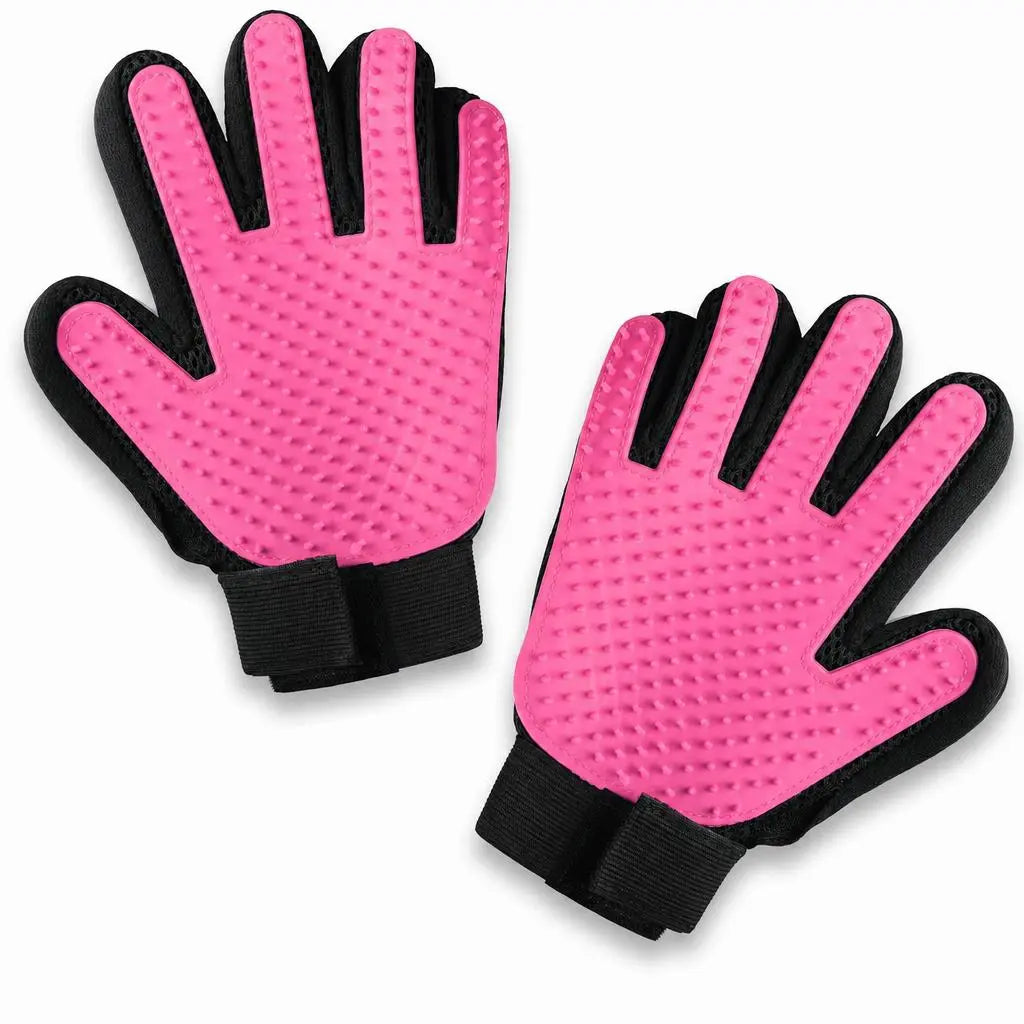 Pet Grooming Gloves, Upgrade Version with Enhanced 255 Silicone Grooming Tips, Hair Remover Mittens for Dogs & Cats, Bath Brush, 2-In-1 Deshedding & Massage Mitt, 5-Finger Flexible Design, for Bathing & Grooming, Safe for Long/Short/Curly Hair Pets