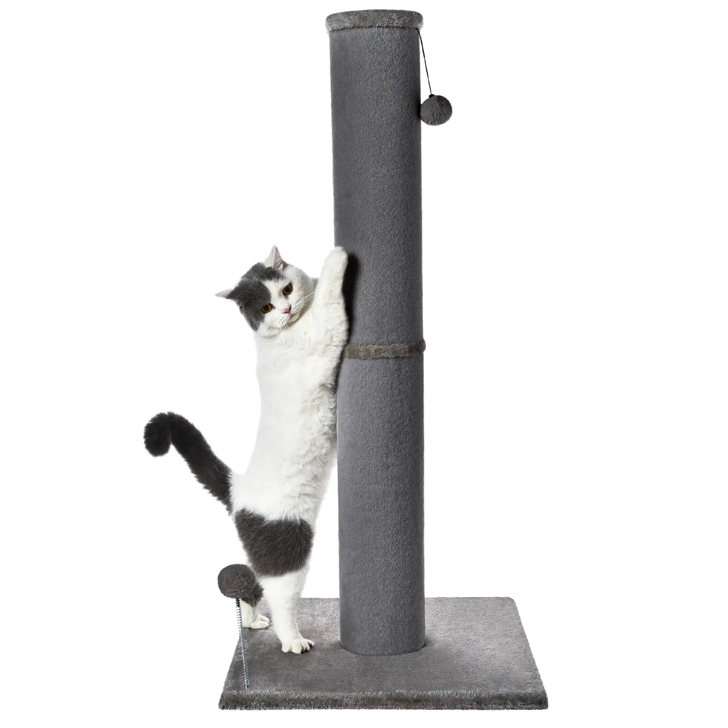 Made4Pets Plain Freestanding Sisal Scratching Post for Indoor Cats, 19.25" L X 19.25" W X 41.73" H, Sturdy Base, Replaceable Spring Toy, Space-Saving Compact Build, Supports Healthy Nails, Vertical Scratcher, Guides Scratching Away from Sofas