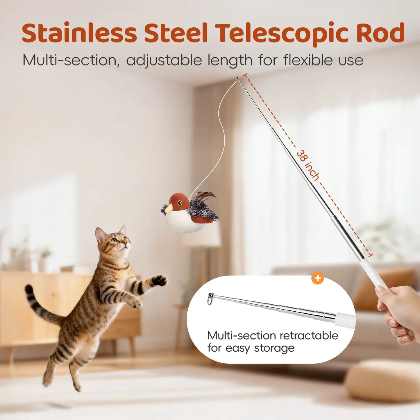 Potaroma Cat Toys Flapping Bird, Lifelike Chirping Cat Kicker, Rechargeable Touch Activated Interactive Kitten Toy #Backtoschool