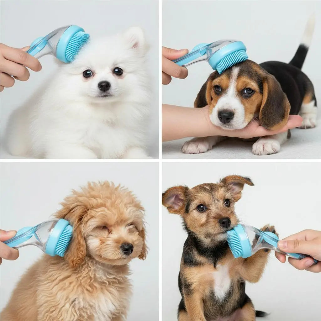 2026 Innovative 2-In-1 Pet Bath & Grooming Brush with Integrated Shampoo Dispenser, Non-Slip Ergo Grip, Deshedding Grooming Tool for Home Use Dog & Cat Care, Promotes Better Circulation, Non-Slip Grip, Reduces Shedding
