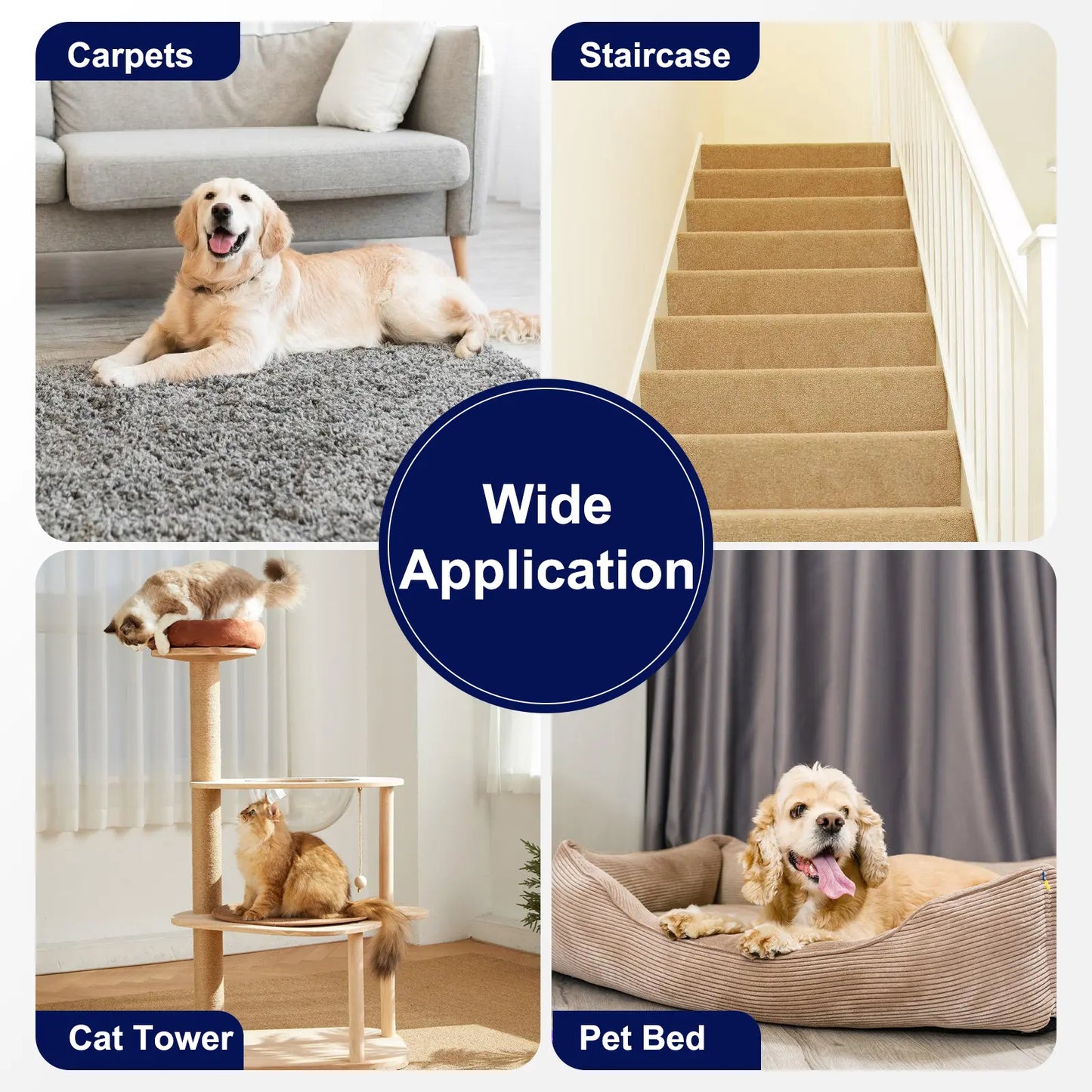 Pet Hair Removal Broom 2-In-1 Reusable Adjustable Long Handle Carpet Rake for Pet Hair Removal, 15 X 3 X 2-In