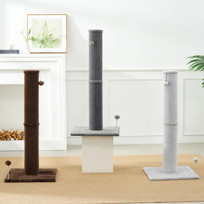 Made4Pets Plain Freestanding Sisal Scratching Post for Indoor Cats, 19.25" L X 19.25" W X 41.73" H, Sturdy Base, Replaceable Spring Toy, Space-Saving Compact Build, Supports Healthy Nails, Vertical Scratcher, Guides Scratching Away from Sofas