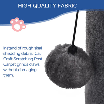 Made4Pets Plain Freestanding Sisal Scratching Post for Indoor Cats, 19.25" L X 19.25" W X 41.73" H, Sturdy Base, Replaceable Spring Toy, Space-Saving Compact Build, Supports Healthy Nails, Vertical Scratcher, Guides Scratching Away from Sofas
