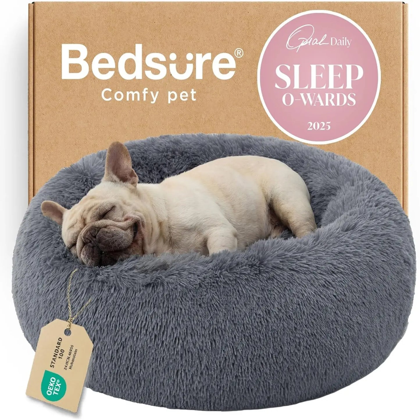 Lesure Jacquard Donut Dog Bed - Original Design Pattern,Cute Home Decor as Gift for Pet,Washable Cover Cute Home Decor as Gift for Pet,Anti Slip Bottom