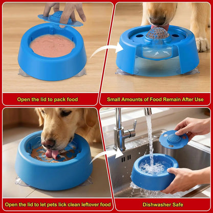 2 Pack Slow Feeder Dog Bowls for Liquid Treats Broth Yogurt, 250ML Dog Lick Bowl with Rolling Ball, Bottom Has Three Suction Cup to Prevent Sliding.Non-Slip Dog Feeding Bowl Pup Licking Bowl for Small Medium Large Dogs,Baby Gifts