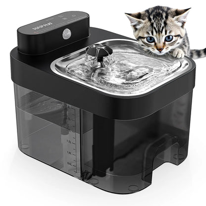 HAPAW Cat Water Fountain, 2.4Ghz Wi-Fi App Control Automatic Pet Water Dispenser with 5000Mah Battery, Separated Clean & Waste Water, Filter-Free Plug-In Fountain for Cats,Back to School