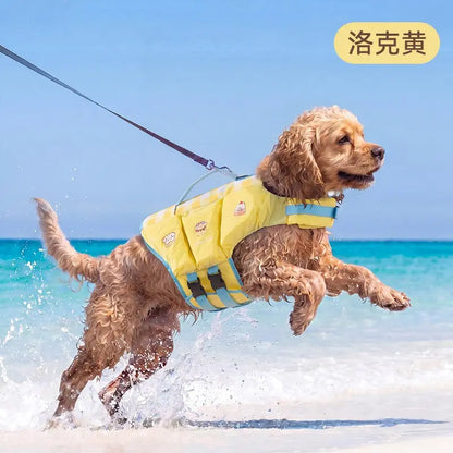 Dog Life Jacket - Pet High-Visibility Float Vest with Bright Contrast Colors, Ripstop Quick-Drying Fabric, Head Support for Pool, Lake, Ocean Activities