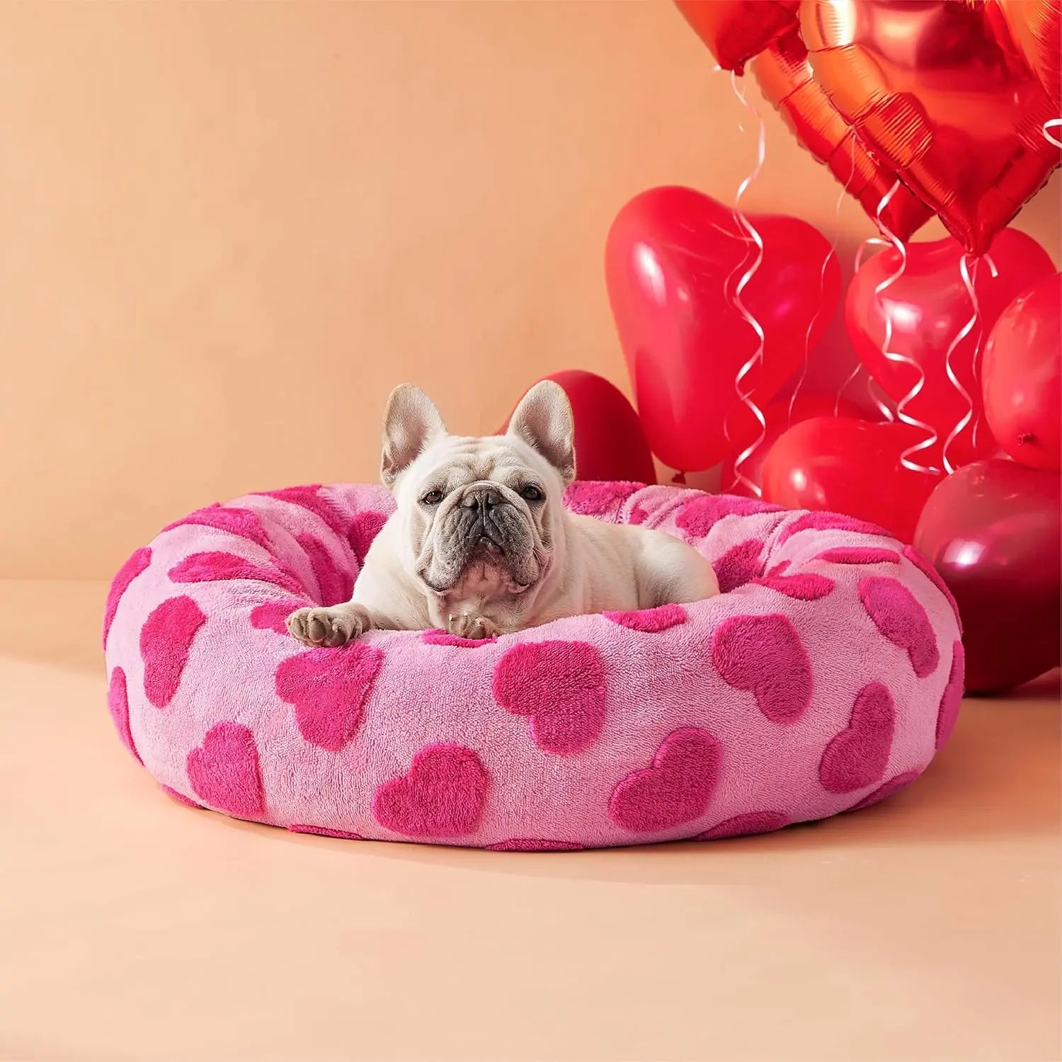Lesure Jacquard Donut Dog Bed - Original Design Pattern,Cute Home Decor as Gift for Pet,Washable Cover Cute Home Decor as Gift for Pet,Anti Slip Bottom
