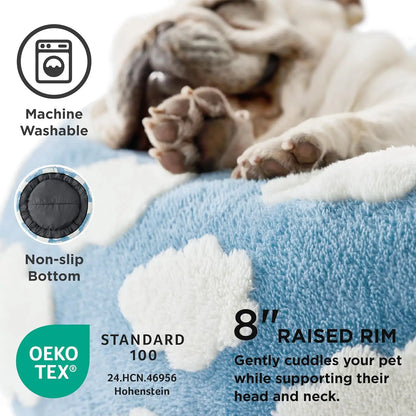 Lesure Jacquard Donut Dog Bed - Original Design Pattern,Cute Home Decor as Gift for Pet,Washable Cover Cute Home Decor as Gift for Pet,Anti Slip Bottom