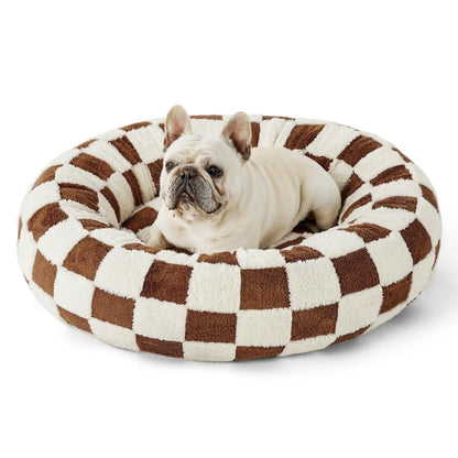 Lesure Jacquard Donut Dog Bed - Original Design Pattern,Cute Home Decor as Gift for Pet,Washable Cover Cute Home Decor as Gift for Pet,Anti Slip Bottom