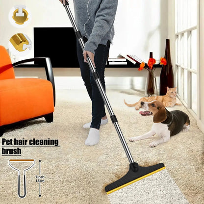Cat Hair Remover, Adjustable Pet Hair Remover, Pet Cleaning Brush with Hanging Ring, Power Broom, Pet Hair Remover Tool for Carpets Floor Use, Valentine'S Day Gift, Hair Removal