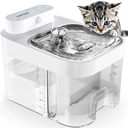 HAPAW Cat Water Fountain, 2.4Ghz Wi-Fi App Control Automatic Pet Water Dispenser with 5000Mah Battery, Separated Clean & Waste Water, Filter-Free Plug-In Fountain for Cats,Back to School