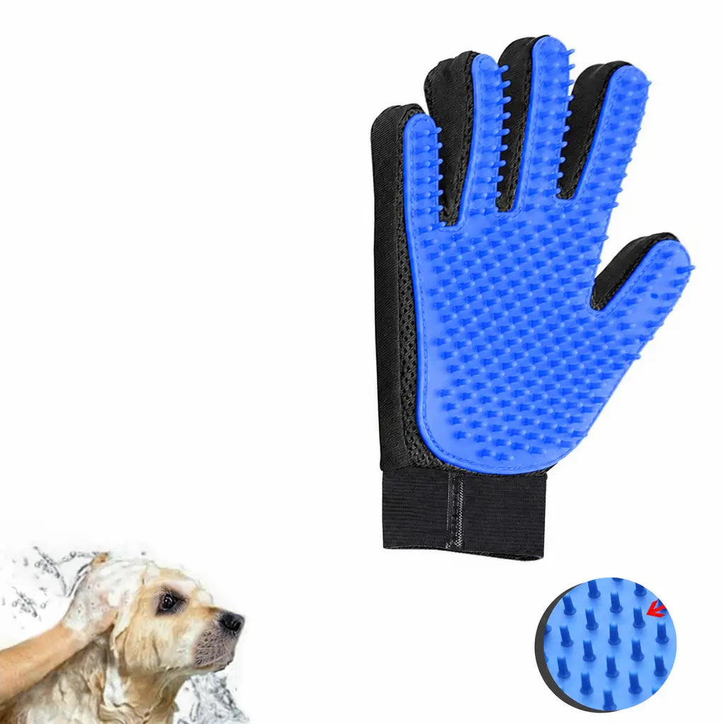 Pet Grooming Gloves, Upgrade Version with Enhanced 255 Silicone Grooming Tips, Hair Remover Mittens for Dogs & Cats, Bath Brush, 2-In-1 Deshedding & Massage Mitt, 5-Finger Flexible Design, for Bathing & Grooming, Safe for Long/Short/Curly Hair Pets
