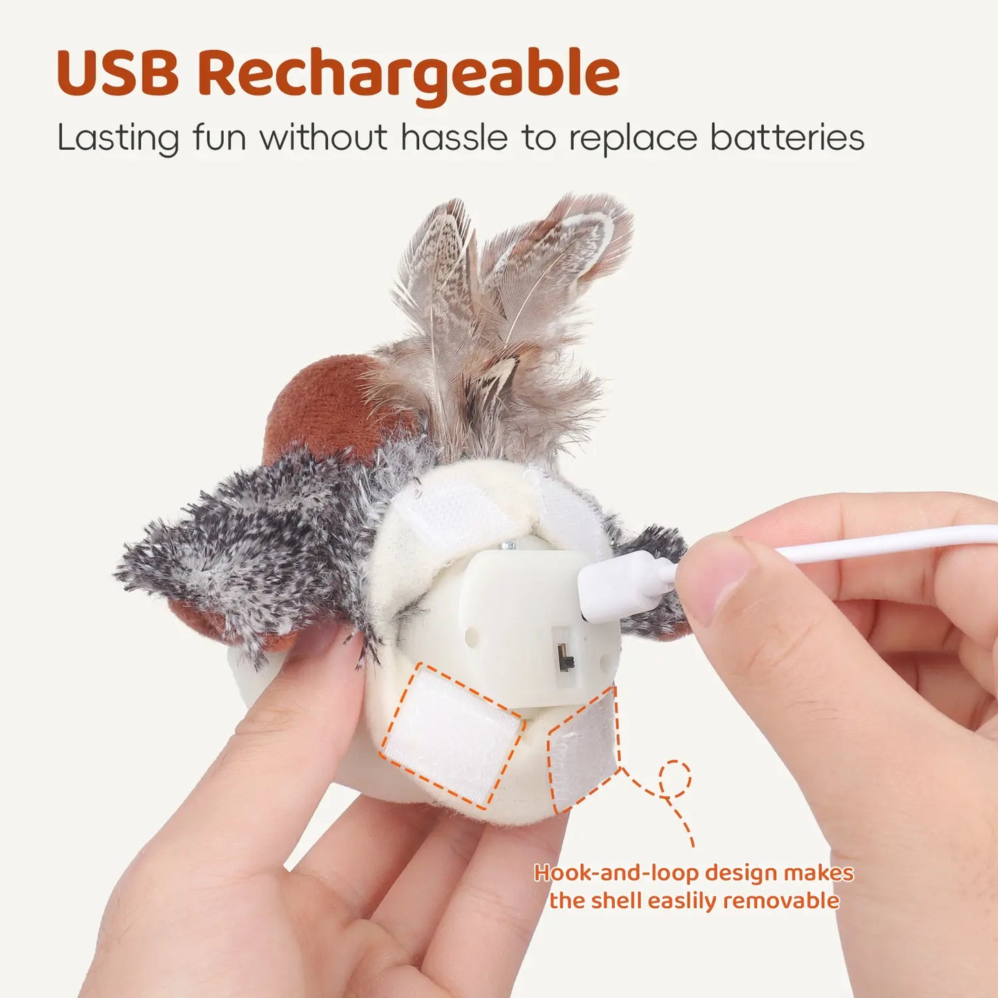 Potaroma Cat Toys Flapping Bird, Lifelike Chirping Cat Kicker, Rechargeable Touch Activated Interactive Kitten Toy #Backtoschool