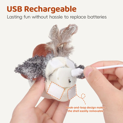 Potaroma Cat Toys Flapping Bird, Lifelike Chirping Cat Kicker, Rechargeable Touch Activated Interactive Kitten Toy #Backtoschool