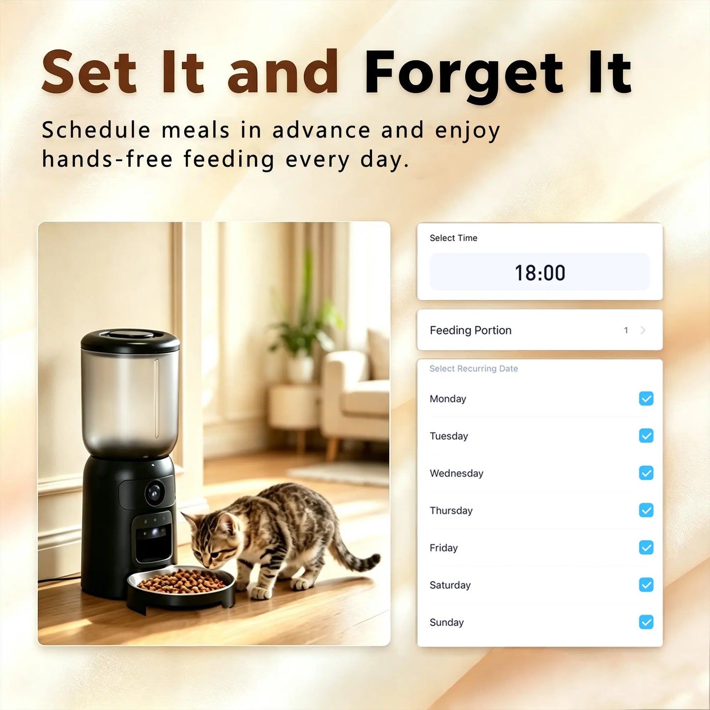 Taleboss Automatic Cat Feeder with Camera, 5L Large Capacity, Laser Toy, 1080P HD, App Control, Night Vision, 2.4/5G Wifi Pet Feeder with 2 Way Audio