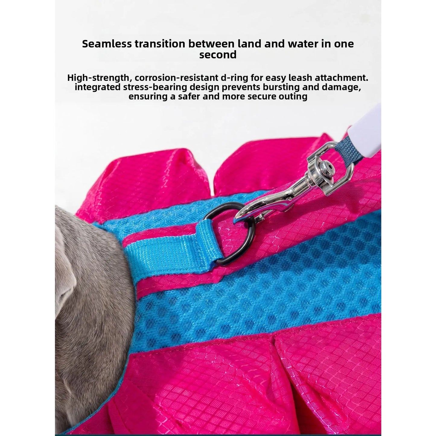 Dog Life Jacket - Pet High-Visibility Float Vest with Bright Contrast Colors, Ripstop Quick-Drying Fabric, Head Support for Pool, Lake, Ocean Activities