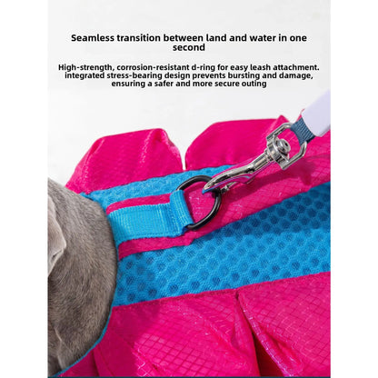 Dog Life Jacket - Pet High-Visibility Float Vest with Bright Contrast Colors, Ripstop Quick-Drying Fabric, Head Support for Pool, Lake, Ocean Activities
