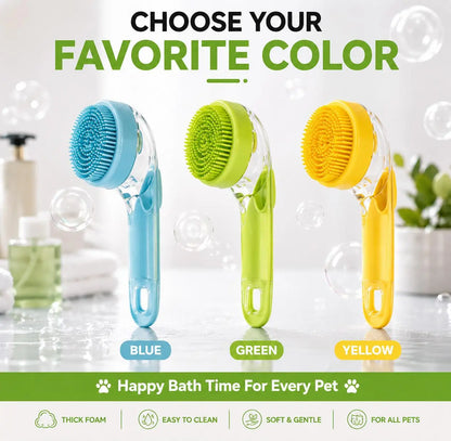 3-In-1 Pet Bath Brush with Shampoo Dispenser for Dogs & Cats, Ergonomic Handle, Gentle Massage Grooming Tool, Easy to Use, Essential Dog Bath Supply, Dog Bath Brush for Long and Short-Haired Dogs and Cats, Shower, Bath Accessory, Pet Shower, Pet, Bath Tim