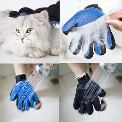 Pet Grooming Gloves, Upgrade Version with Enhanced 255 Silicone Grooming Tips, Hair Remover Mittens for Dogs & Cats, Bath Brush, 2-In-1 Deshedding & Massage Mitt, 5-Finger Flexible Design, for Bathing & Grooming, Safe for Long/Short/Curly Hair Pets