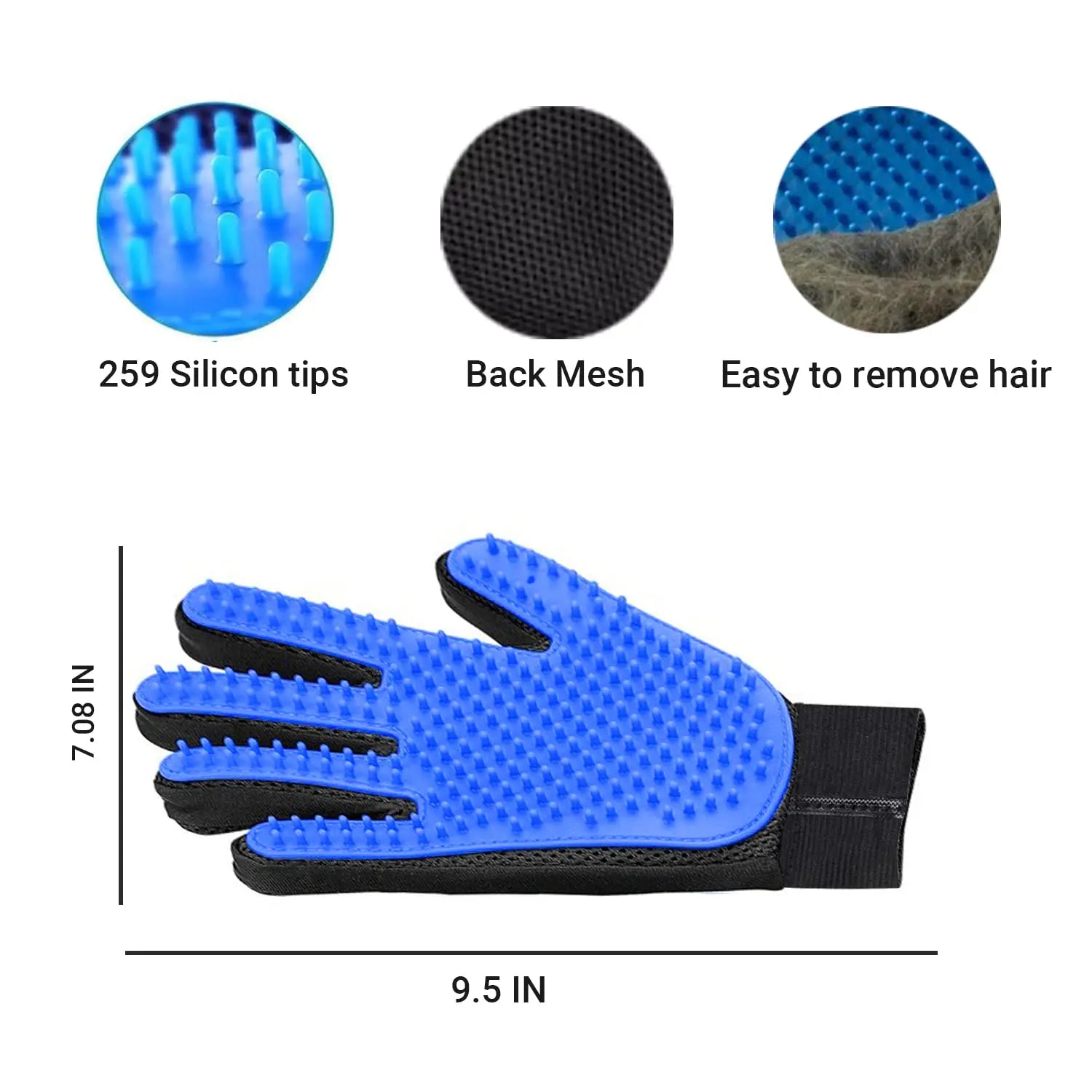 Pet Grooming Gloves, Upgrade Version with Enhanced 255 Silicone Grooming Tips, Hair Remover Mittens for Dogs & Cats, Bath Brush, 2-In-1 Deshedding & Massage Mitt, 5-Finger Flexible Design, for Bathing & Grooming, Safe for Long/Short/Curly Hair Pets