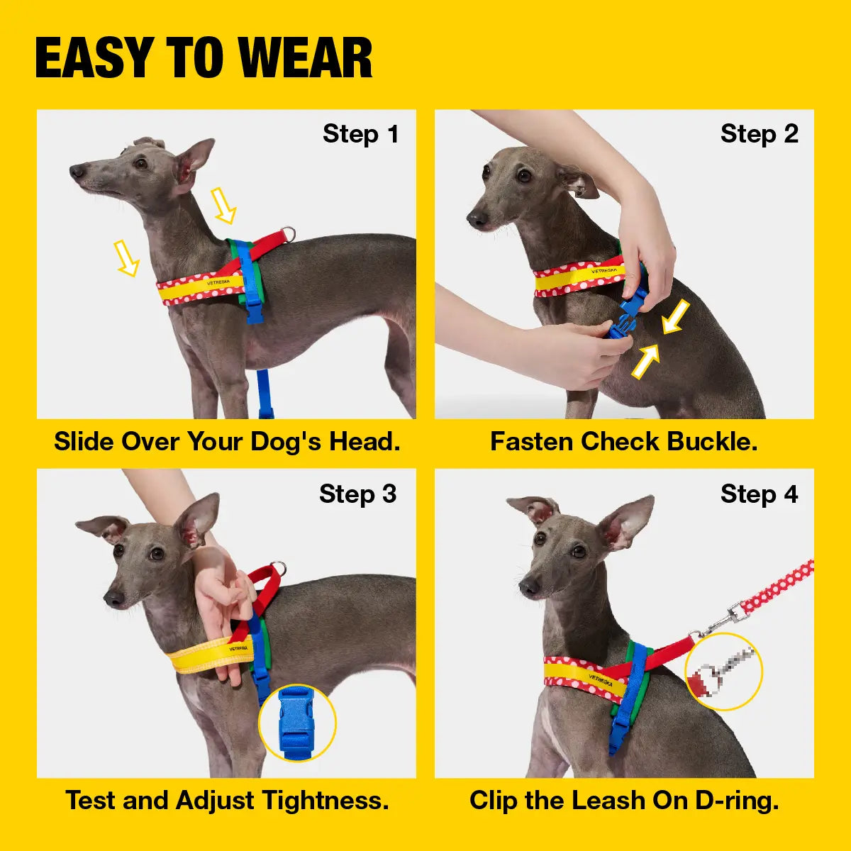 VETRESKA Moma Dog Harness and Leash Set, Easy Walk Dog Harness for Small Medium Dogs, No Pull Puppy Harness for Walking and Training, Adjustable, Take Control & Anti-Twist Pet Lead Combo