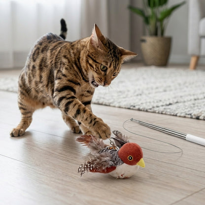 🐱 Interactive Flapping Bird Toy – Realistic Chirping Cat Kicker | Touch-Activated & Rechargeable Cat Toy