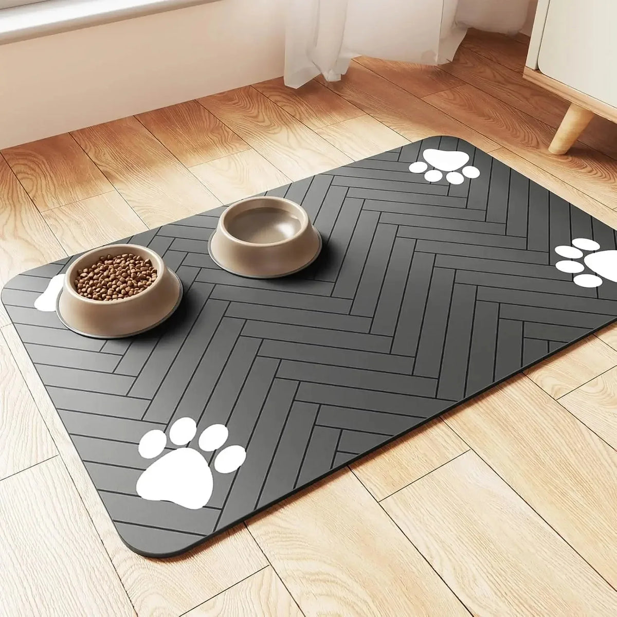 Waterproof Pet Feeding Mat – Quick-Dry Absorbent Placemat for Dog & Cat Food and Water Bowls | Non-Slip Rubber Backing