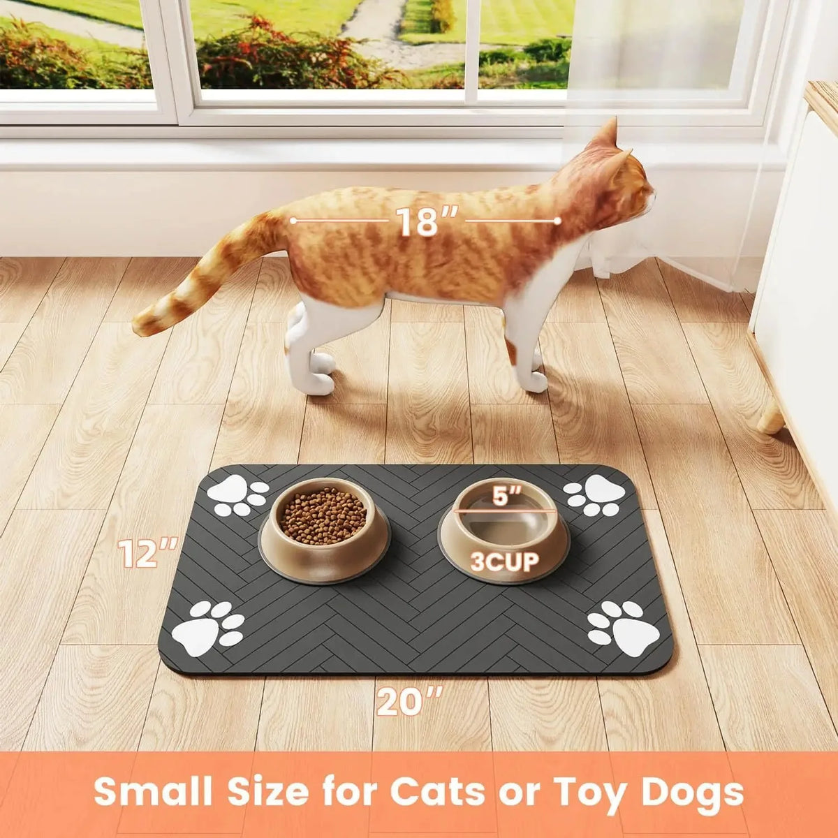 Waterproof Pet Feeding Mat – Quick-Dry Absorbent Placemat for Dog & Cat Food and Water Bowls | Non-Slip Rubber Backing