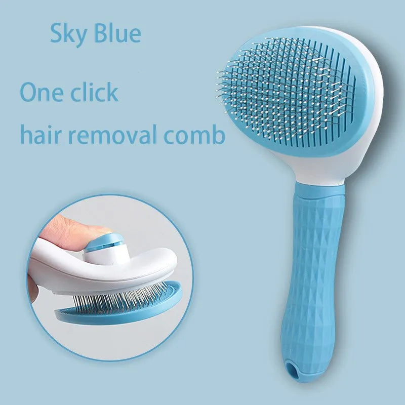 Pet Grooming Brush – Self-Cleaning Dog & Cat Hair Remover Comb | Deshedding Brush for Puppies, Kittens & Pets
