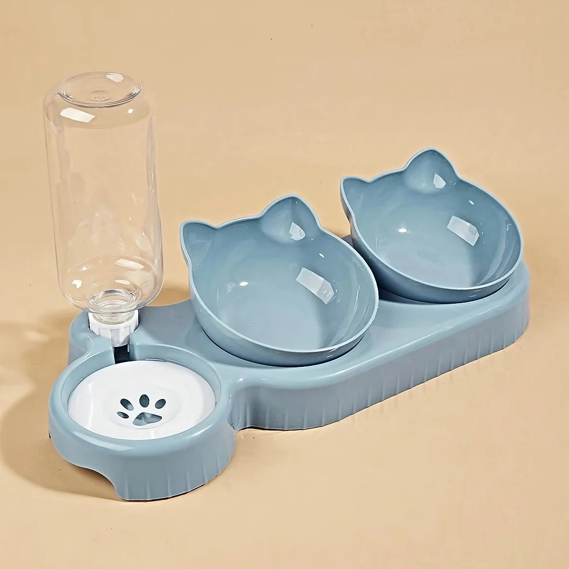 Cute Ear Design 3-in-1 Pet Bowl Set with Gravity Water Bottle