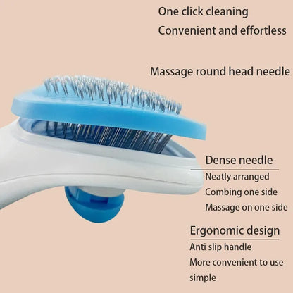 Pet Grooming Brush – Self-Cleaning Dog & Cat Hair Remover Comb | Deshedding Brush for Puppies, Kittens & Pets