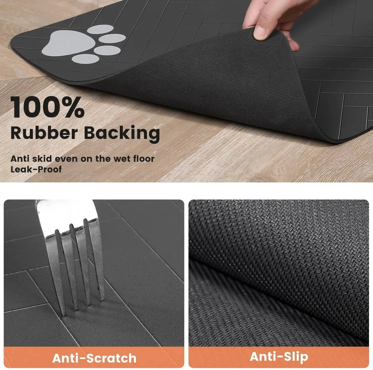 Waterproof Pet Feeding Mat – Quick-Dry Absorbent Placemat for Dog & Cat Food and Water Bowls | Non-Slip Rubber Backing