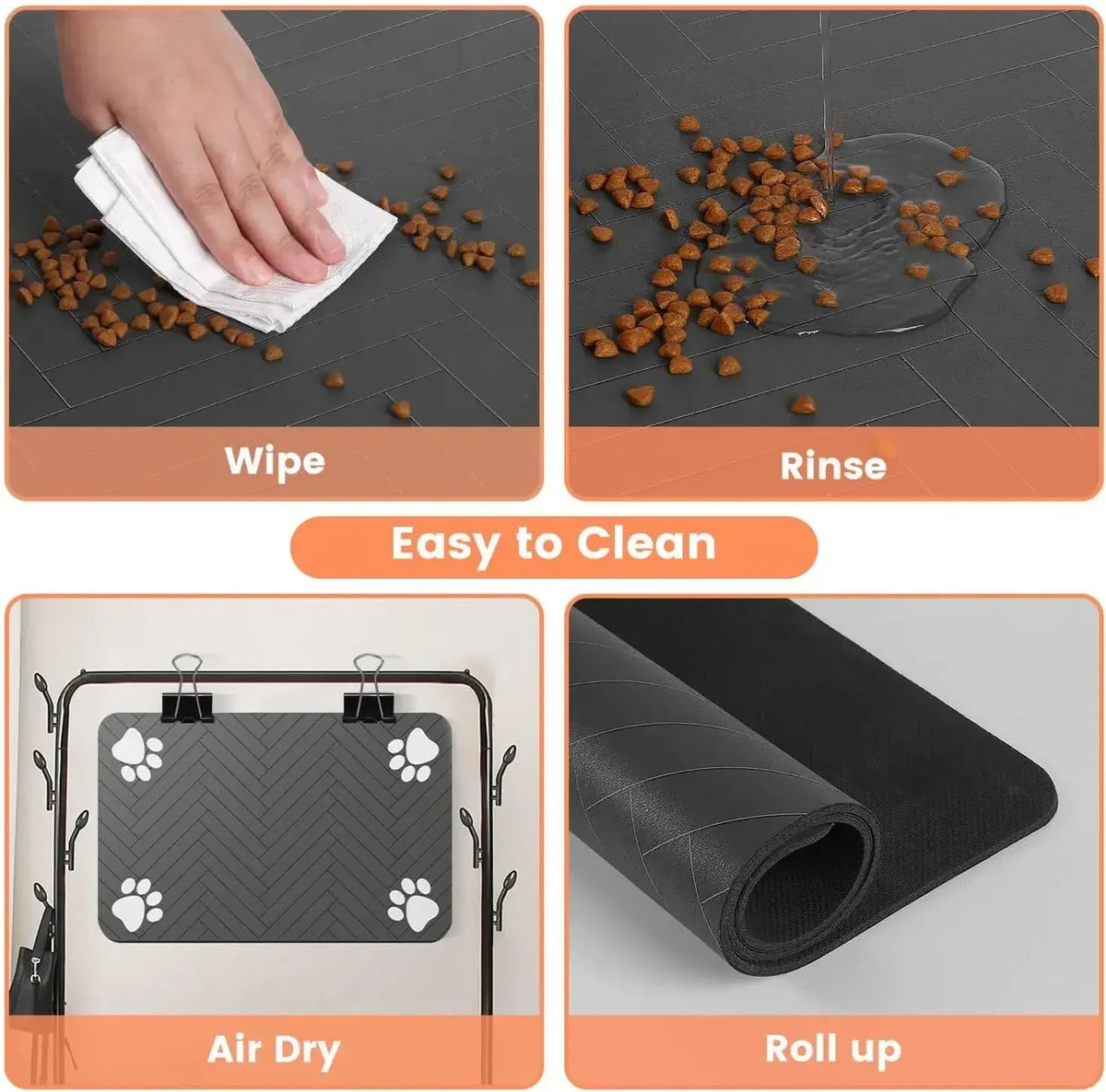 Waterproof Pet Feeding Mat – Quick-Dry Absorbent Placemat for Dog & Cat Food and Water Bowls | Non-Slip Rubber Backing