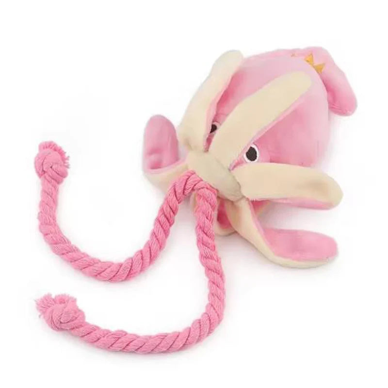 Octopus Rope Dog Toy – Squeaky Interactive Chew Toy for Dogs & Cats | Durable Dental Toy for Playtime & Teeth Cleaning