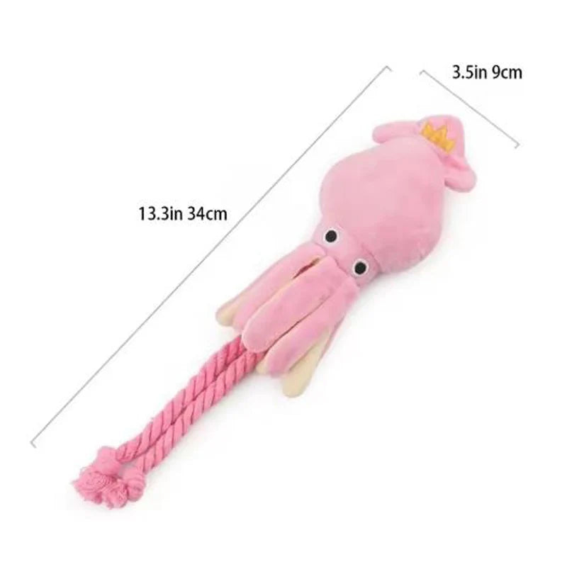 Octopus Rope Dog Toy – Squeaky Interactive Chew Toy for Dogs & Cats | Durable Dental Toy for Playtime & Teeth Cleaning