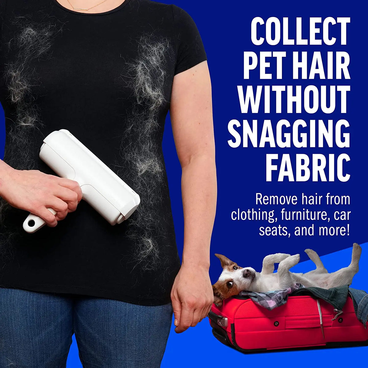 Self-Cleaning Pet Hair Remover Roller – Reusable Dog & Cat Fur Lint Roller for Furniture, Couches, Carpets & Clothes