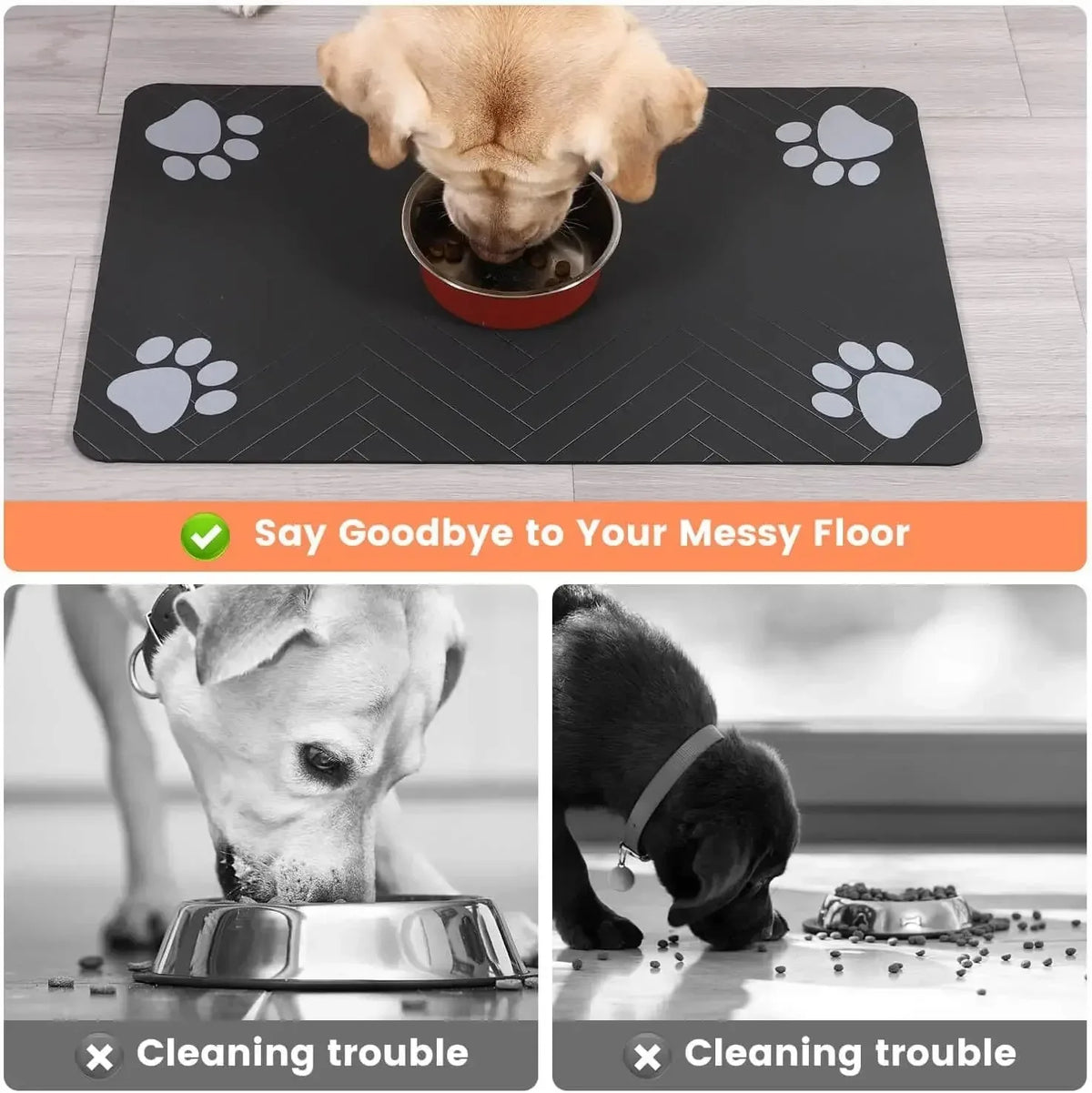 Waterproof Pet Feeding Mat – Quick-Dry Absorbent Placemat for Dog & Cat Food and Water Bowls | Non-Slip Rubber Backing