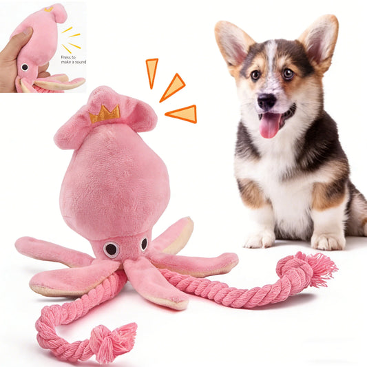 Octopus Rope Dog Toy – Squeaky Interactive Chew Toy for Dogs & Cats | Durable Dental Toy for Playtime & Teeth Cleaning