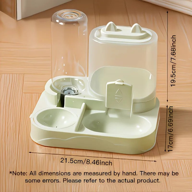 2-in-1 Automatic Pet Feeder & Water Dispenser – Large Capacity Food & Water Bowl with Dry/Wet Food Separation for Dogs & Cats