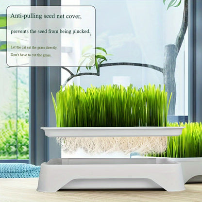 Cat Grass Growing Kit – Hydroponic Cat Grass Planter with Soilless Growing Tray | Wheatgrass Planting Pot for Cats
