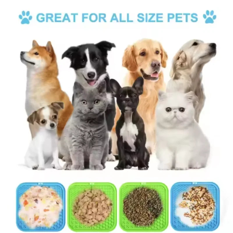 Silicone Dog Lick Mat – Slow Feeder & Bath Time Distraction Mat with Suction Cups for Treats & Training