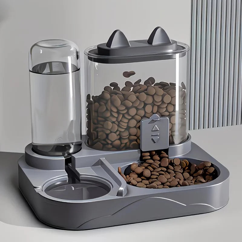 2-in-1 Automatic Pet Feeder & Water Dispenser – Large Capacity Food & Water Bowl with Dry/Wet Food Separation for Dogs & Cats
