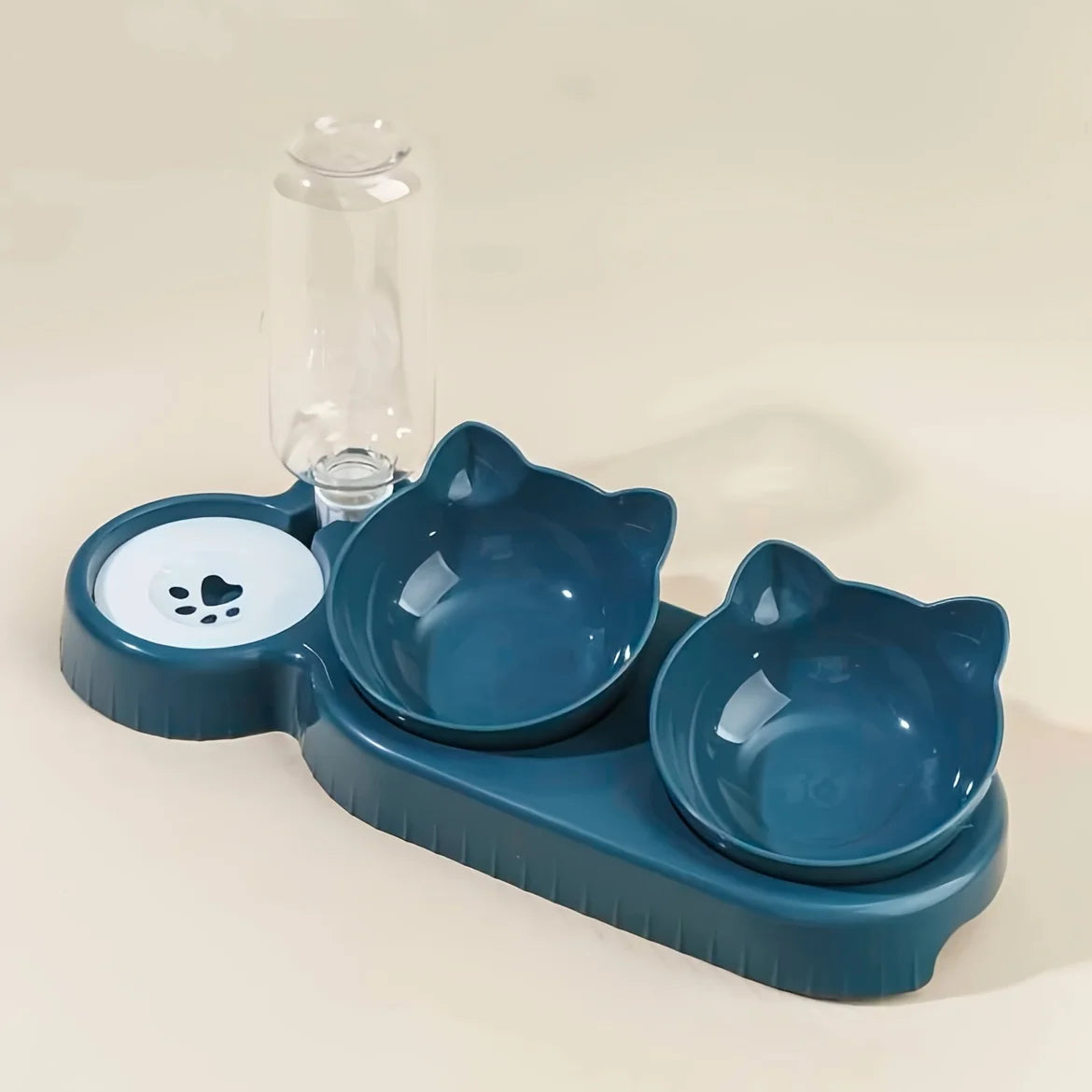 Cute Ear Design 3-in-1 Pet Bowl Set with Gravity Water Bottle