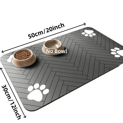 Waterproof Pet Feeding Mat – Quick-Dry Absorbent Placemat for Dog & Cat Food and Water Bowls | Non-Slip Rubber Backing