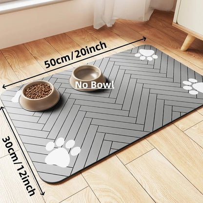 Waterproof Pet Feeding Mat – Quick-Dry Absorbent Placemat for Dog & Cat Food and Water Bowls | Non-Slip Rubber Backing